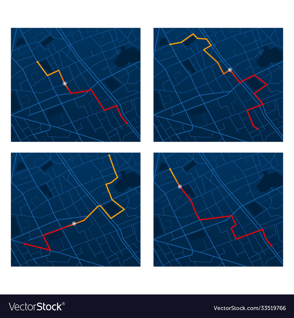 Cartoon route dashboard and city map concept set Vector Image Cartoon route dashboard and city map concept set