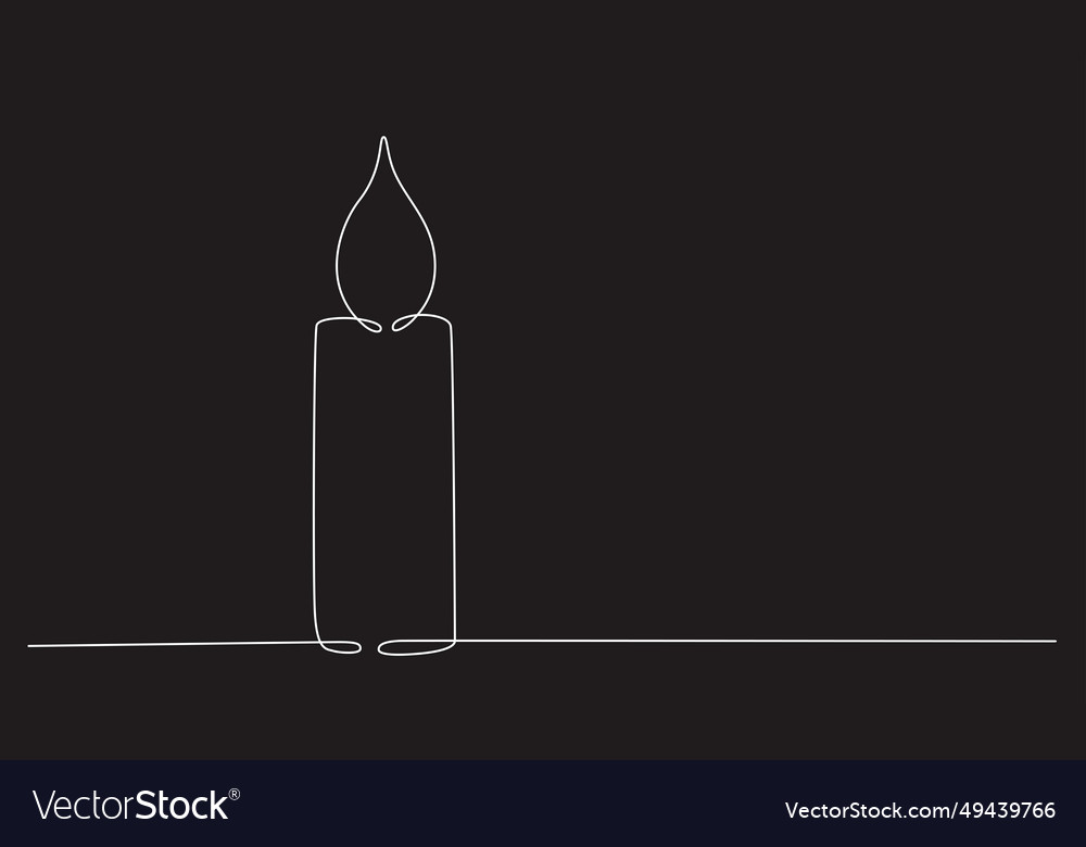 Christmas candle with burning flame one Vector Image Christmas candle with burning flame one