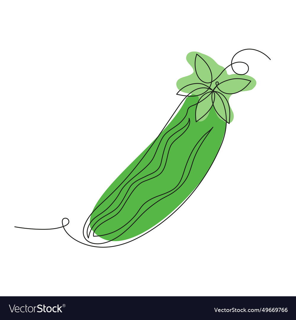 Cucumber in continuous line art drawing style one Vector Image Cucumber in continuous line art drawing style one