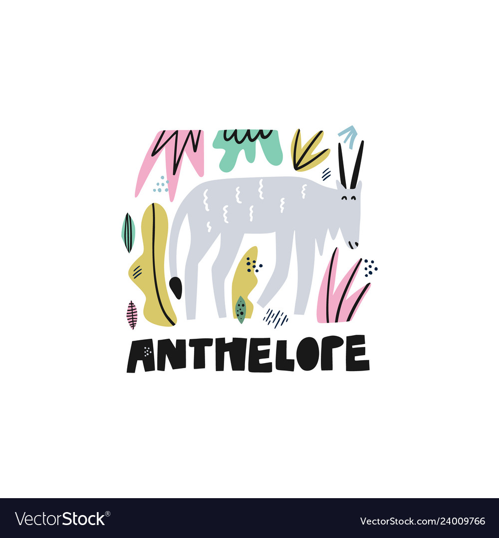 Cute antelope hand drawn vector image Cute antelope hand drawn
