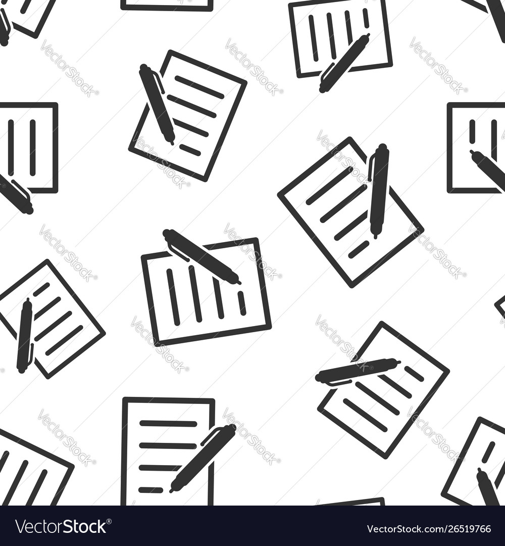Document with Pen - Seamless Pattern