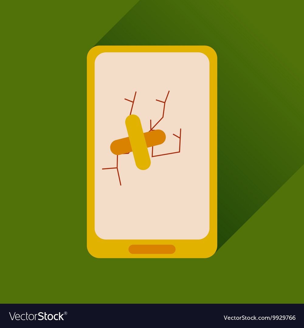 Flat web icon with long shadow mobile broken