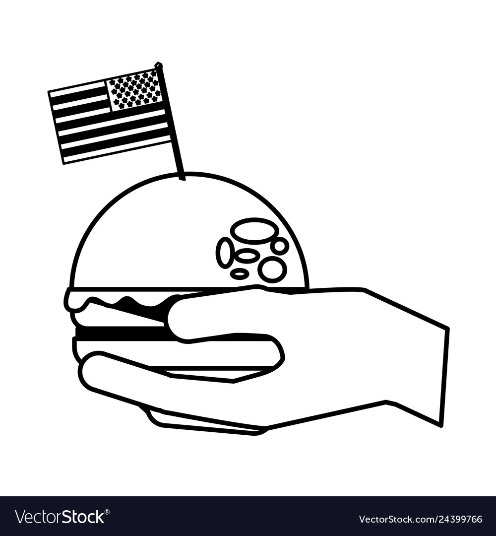 Handhalteburger und amerikanische Flagge