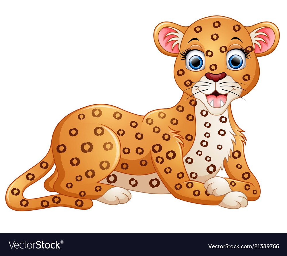 Happy leopard cartoon lay down Royalty Free Vector Image