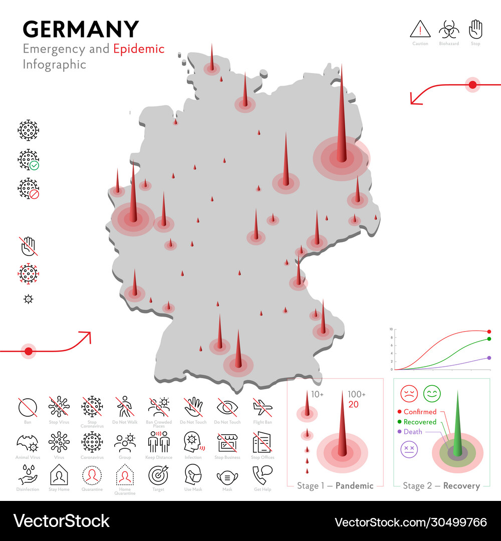 Map germany epidemic and quarantine emergency Vector Image
