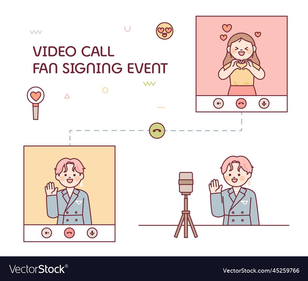 Non face to face fan meeting an idol and a fan vector image