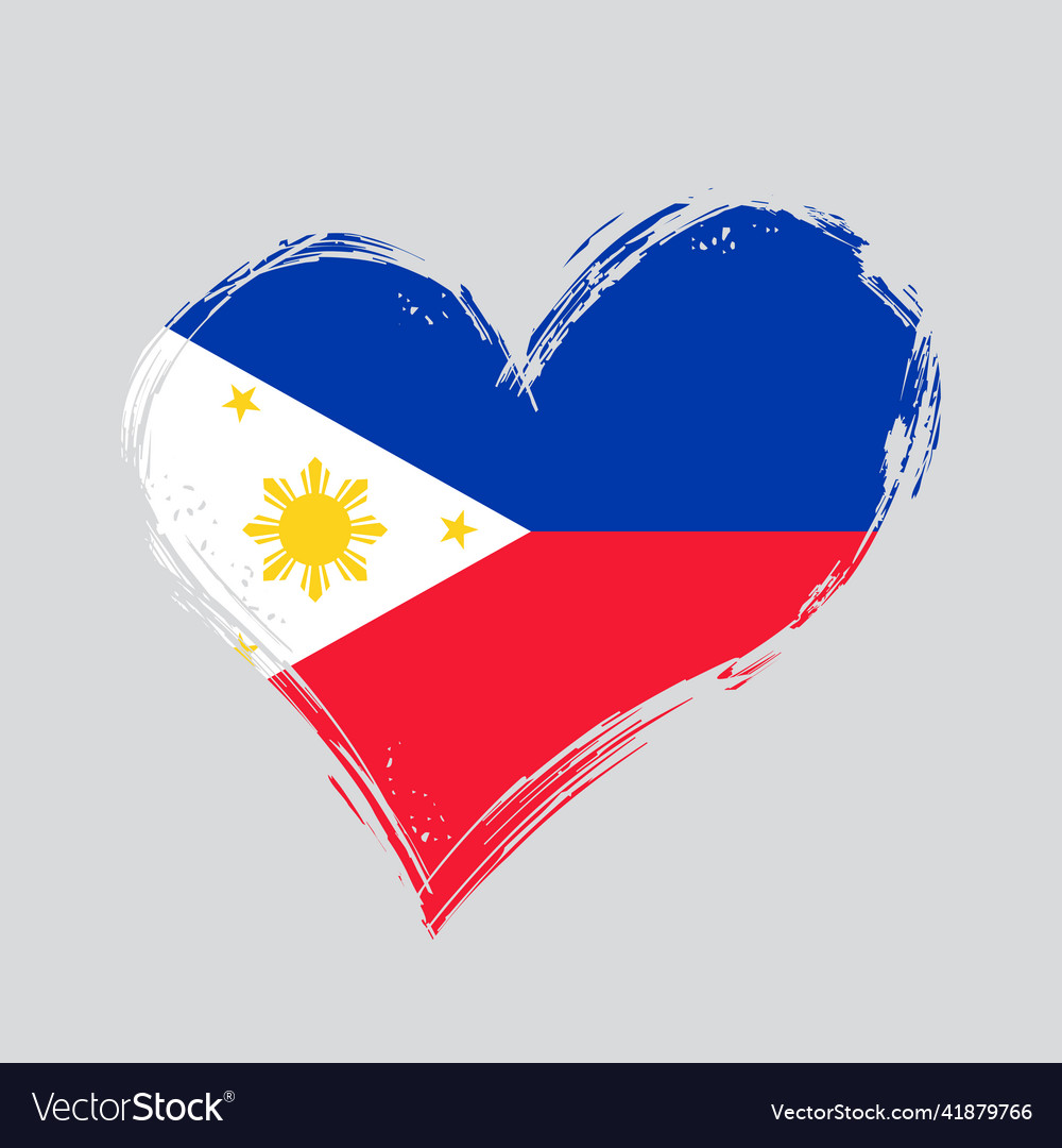 Philippines flag heart-shaped grunge background Vector Image