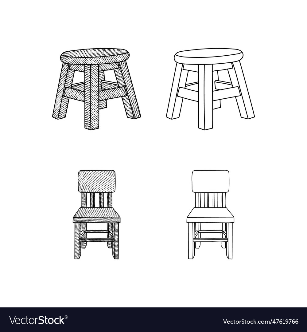 Set of chair furniture icon design line