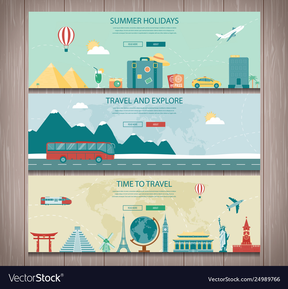 Travel composition with world landmarks and travel