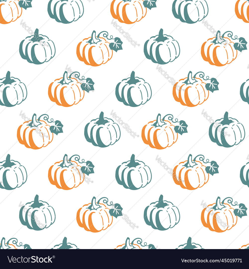 Autumn pumpkin vegetable garden graphic seamless Vector Image