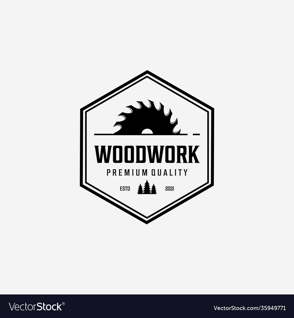 Badge carpentry logo vintage emblem wood saw vector image Badge carpentry logo vintage emblem wood saw