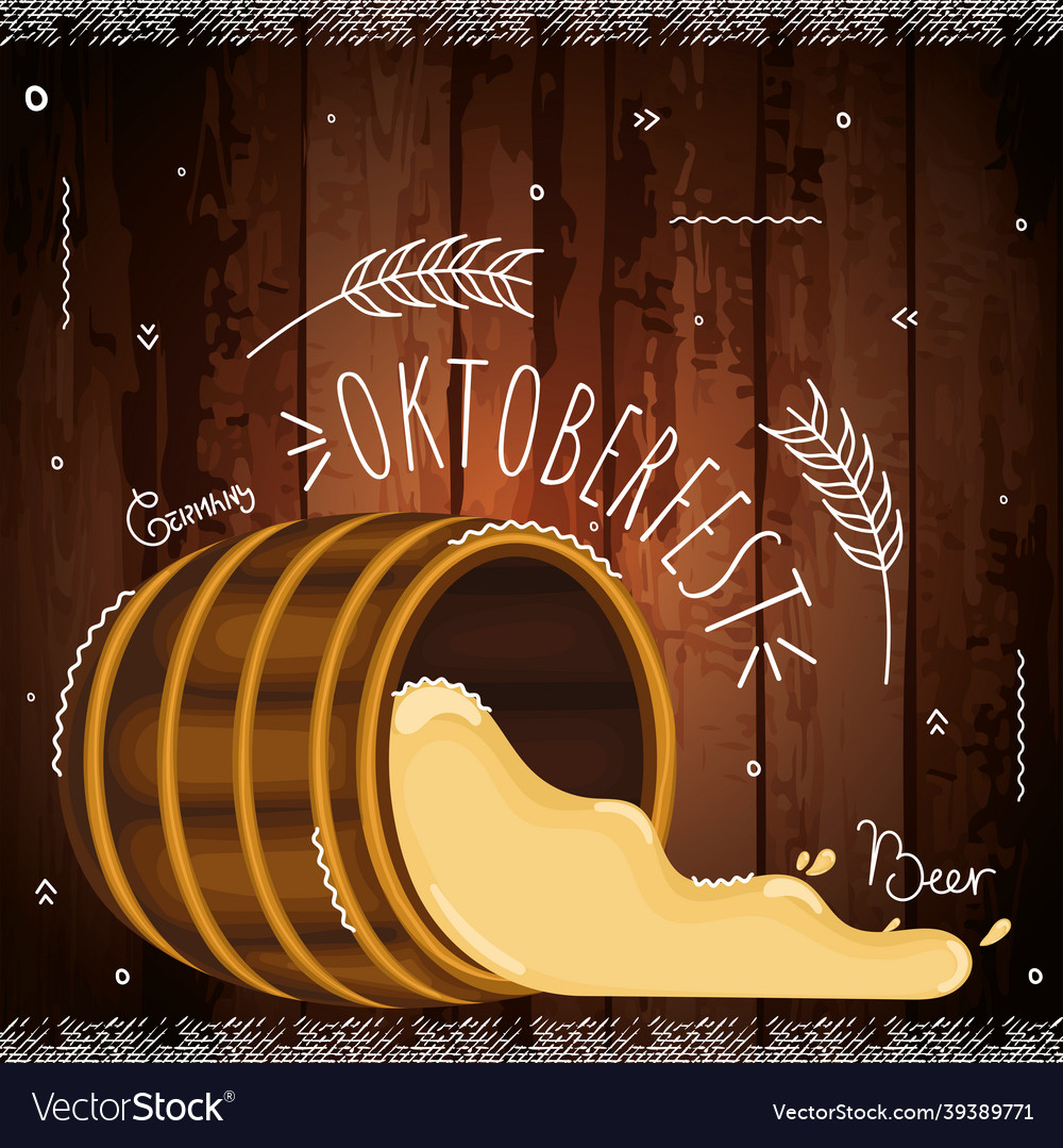 Beer barrel on a wooden background with chalk
