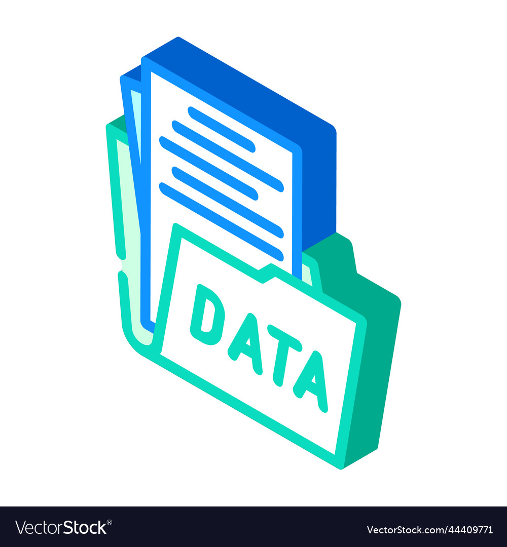 Data folder isometric icon vector image Data folder isometric icon