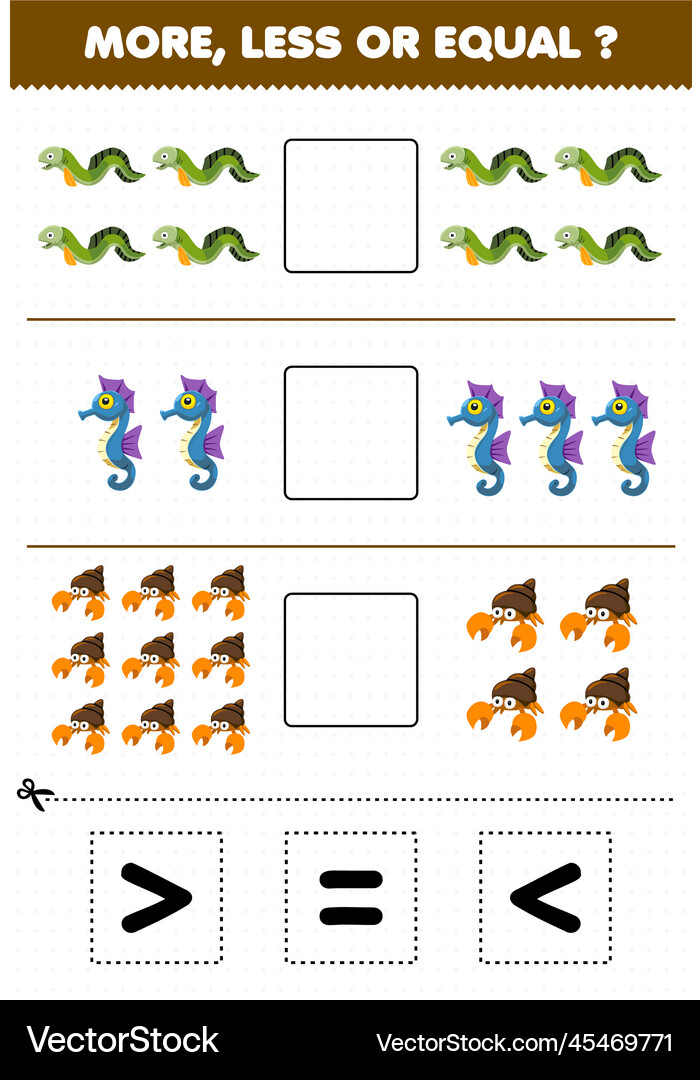 Education game for children count more less Vector Image