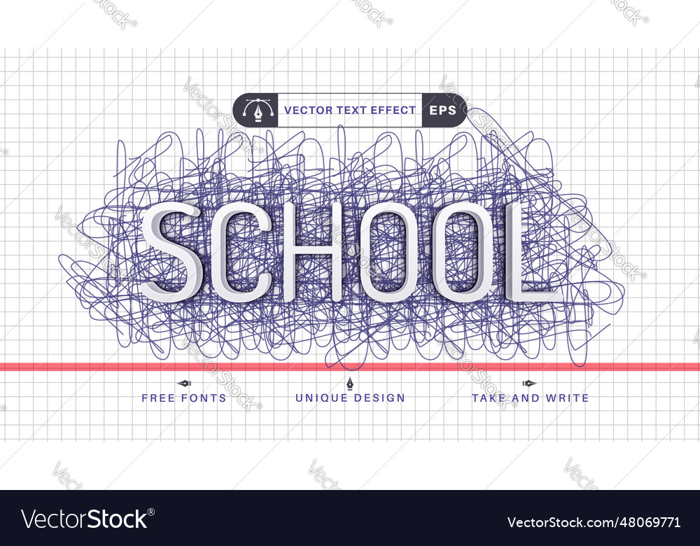 Hatching school - editable text effect font style