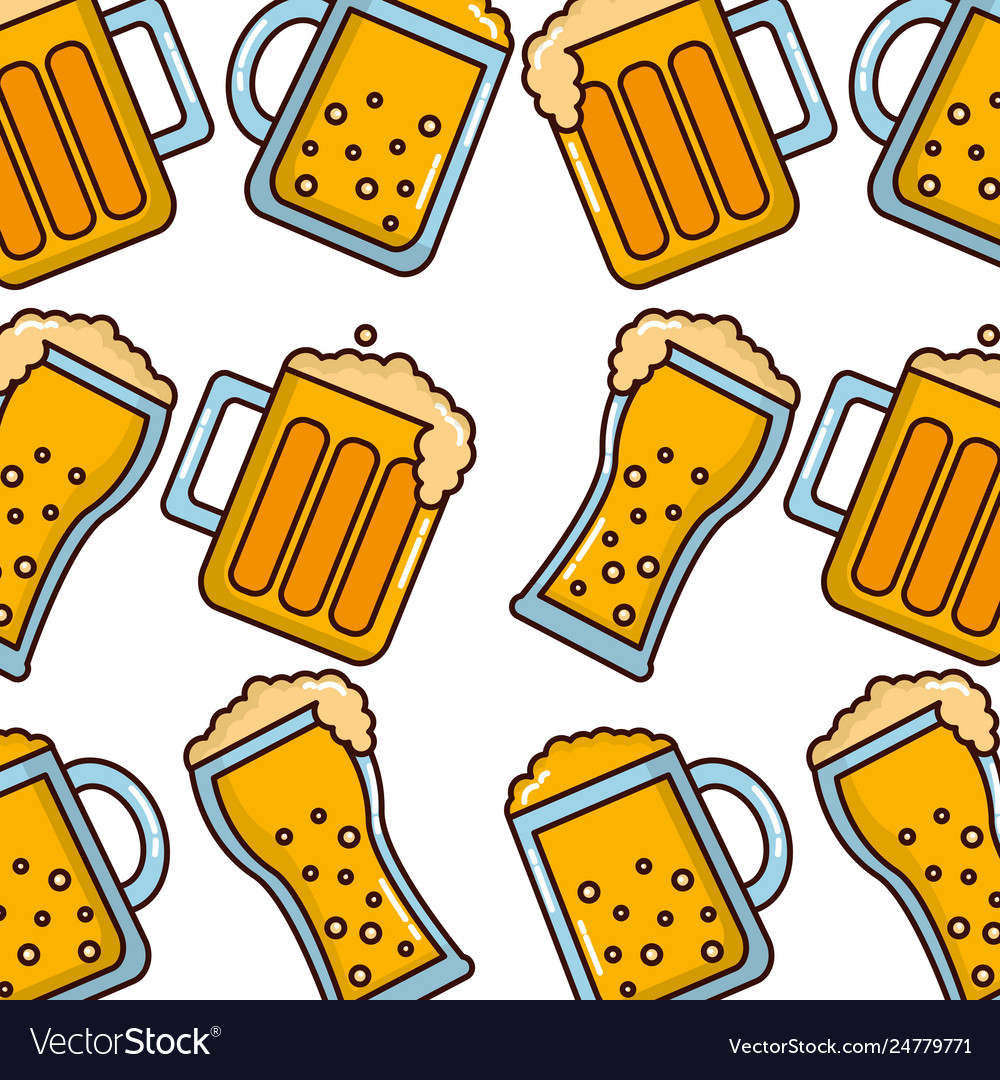 Jar and glass beer beverage pattern Royalty Free Vector