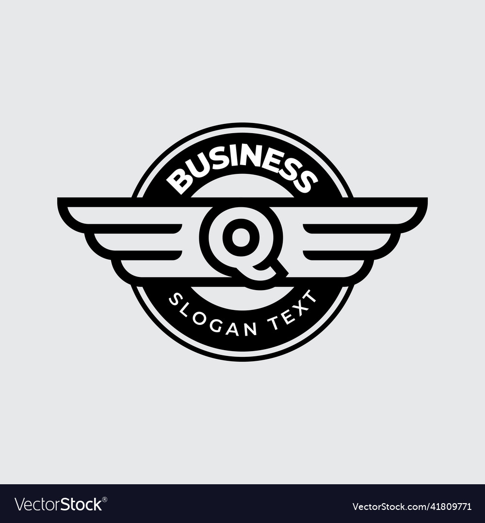 Letter q logo design template simple wings badge Vector Image Letter q logo design template simple wings badge