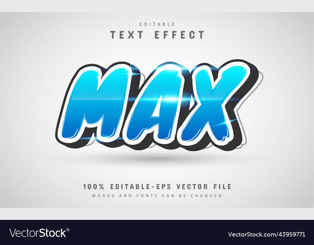 Max text effect with blue gradient Vector Image Max text effect with blue gradient