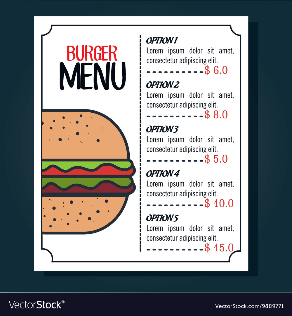 Menu fast food isolated icon design Royalty Free Vector