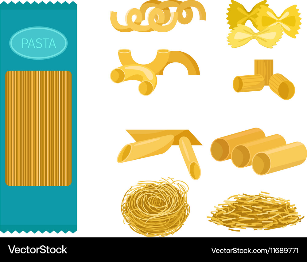 Pasta products set Royalty Free Vector Image - VectorStock