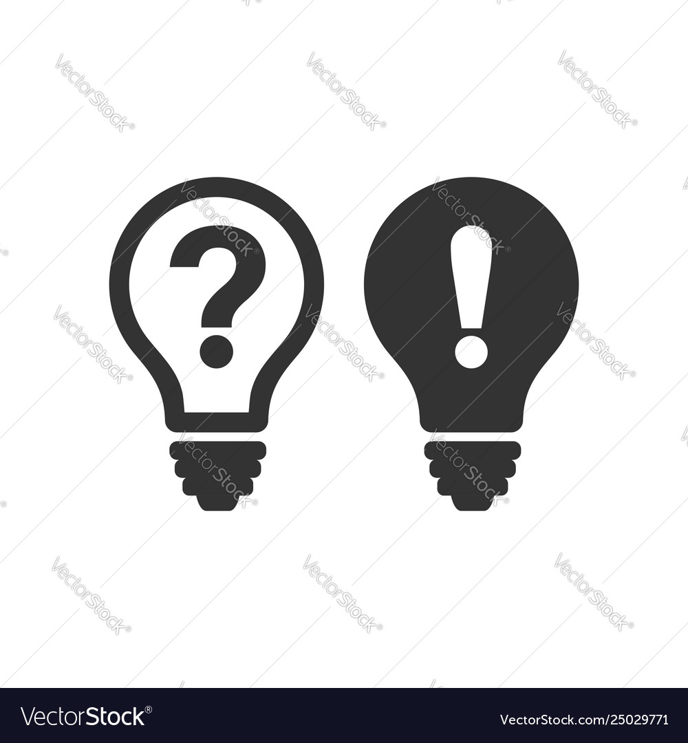 Problem solution icon in flat style light bulb vector image Problem solution icon in flat style light bulb