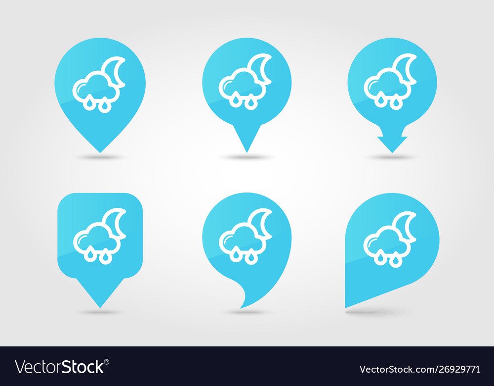 Rain cloud moon pin map icon meteorology weather