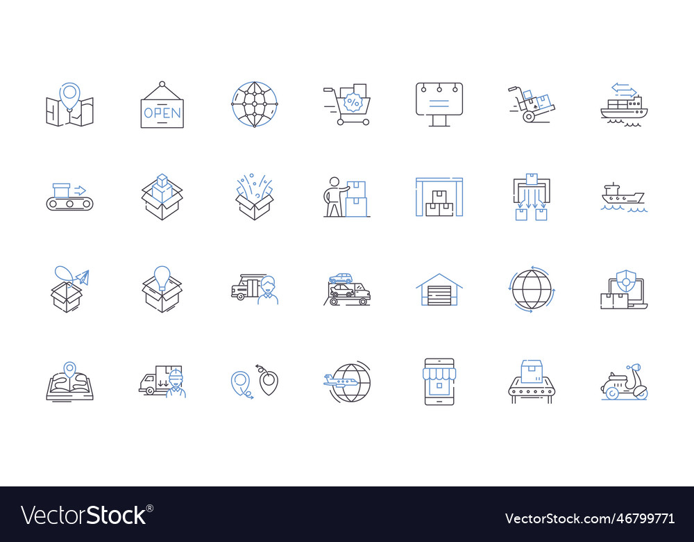 Resource pipeline line icons collection vector image Resource pipeline line icons collection