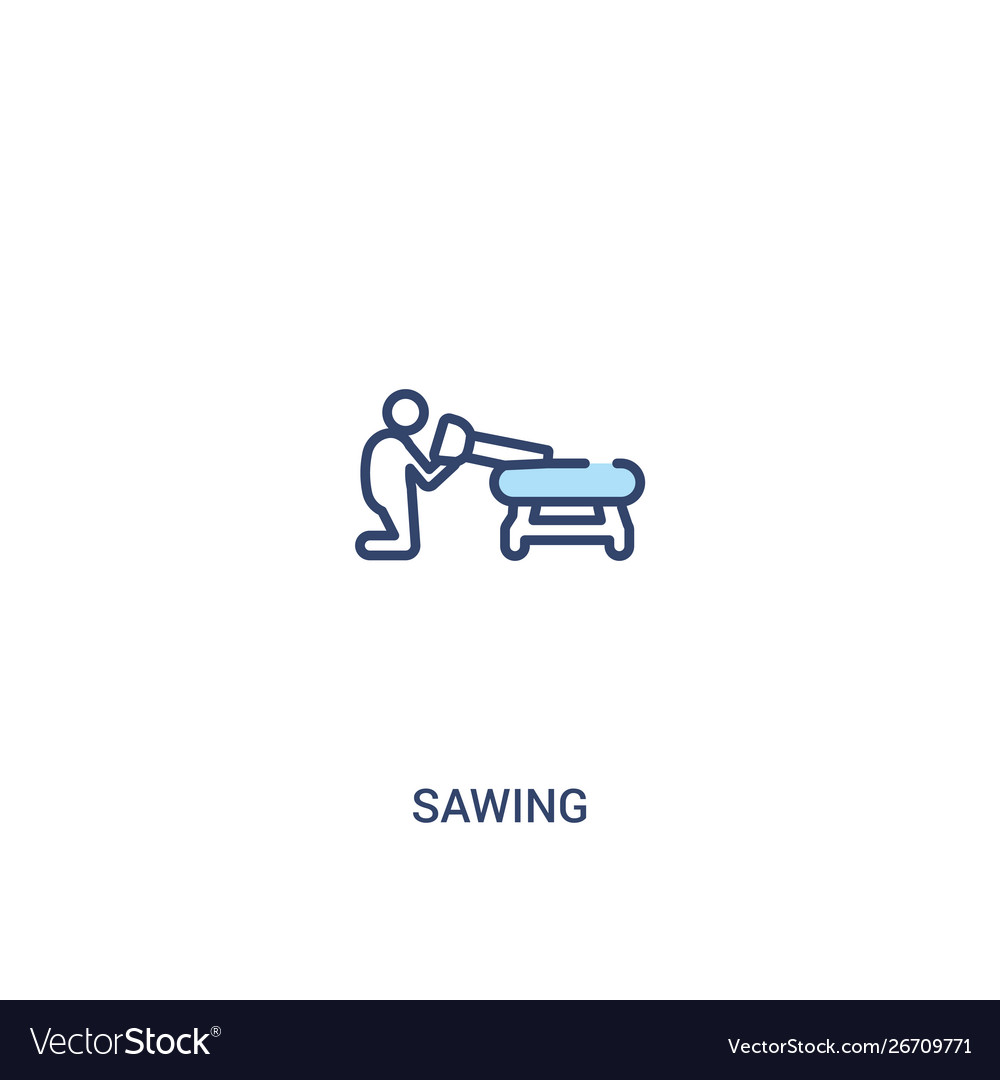 Sawing concept 2 colored icon simple line element vector image Sawing concept 2 colored icon simple line element