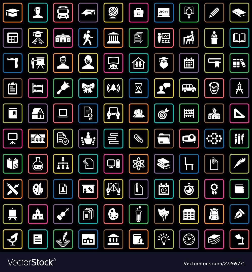 School 100 icons universal set for web and ui