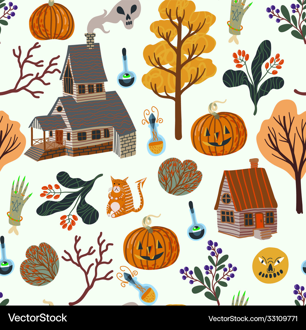 Seamless pattern with halloween scary elements Vector Image