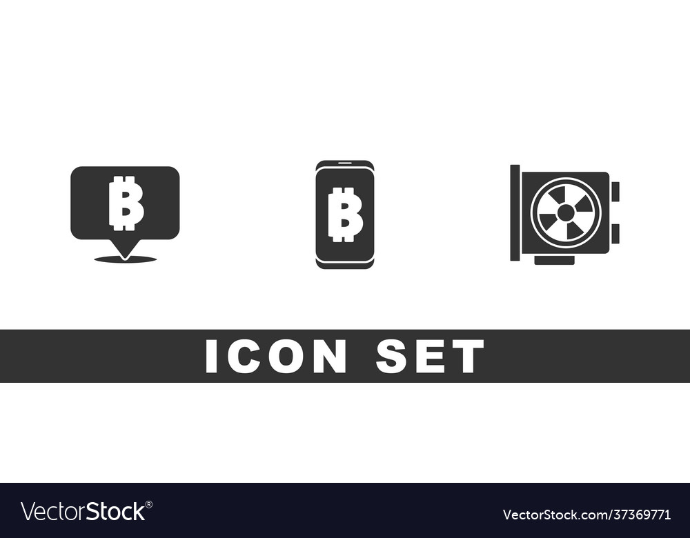 Set bitcoin mining from mobile and video Vector Image Set bitcoin mining from mobile and video