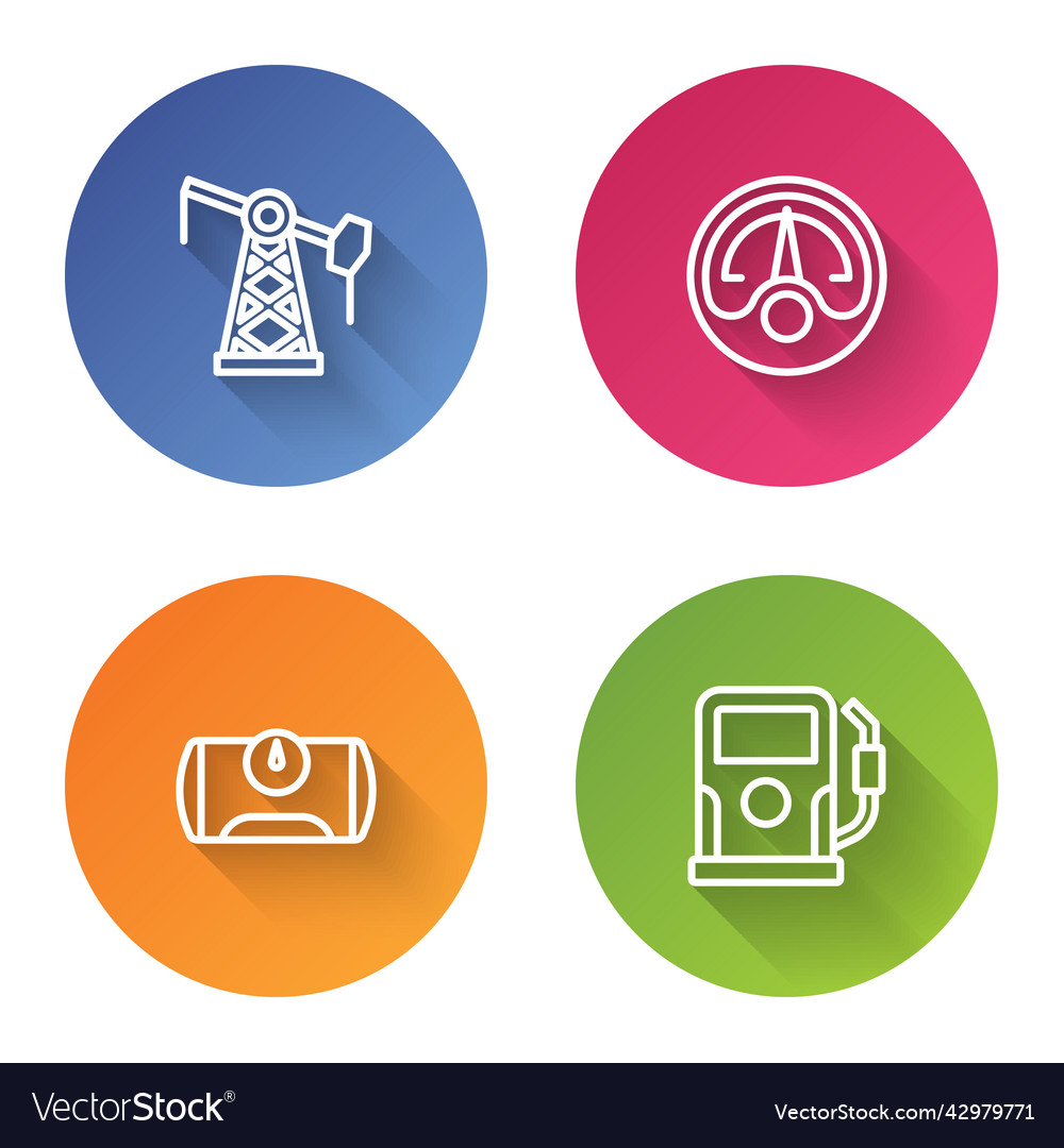 Set Linie Ölpumpe oder Jack Motor Gas Messgerät vector image Set Linie Ölpumpe oder Jack Motor Gas Messgerät
