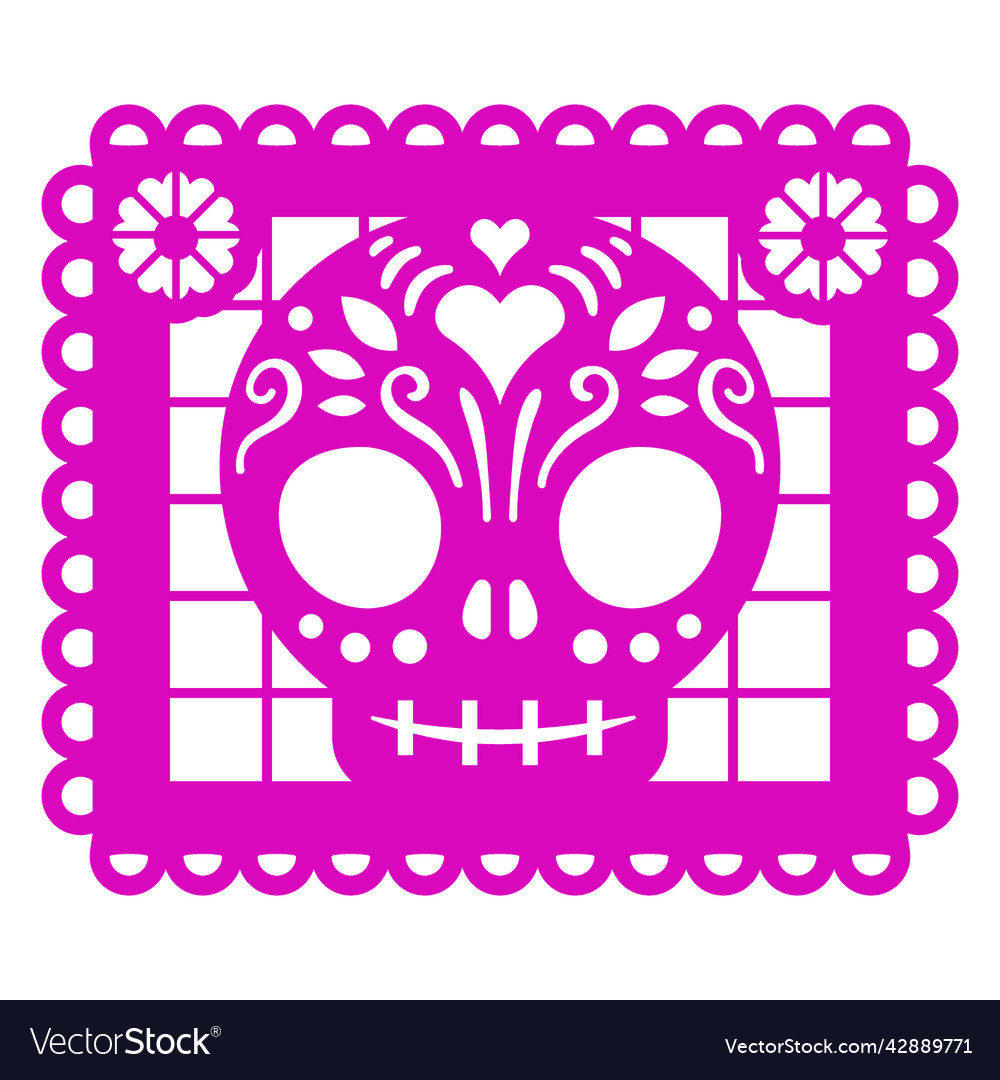 Skull style papel picado high quality Royalty Free Vector