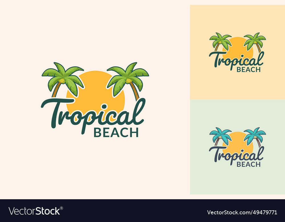 Tropical beach logo design Royalty Free Vector Image