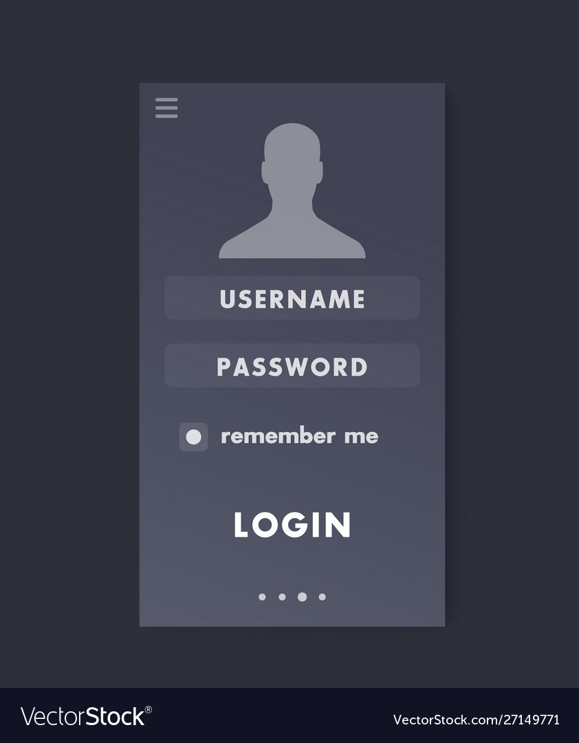 User login mobile interface template