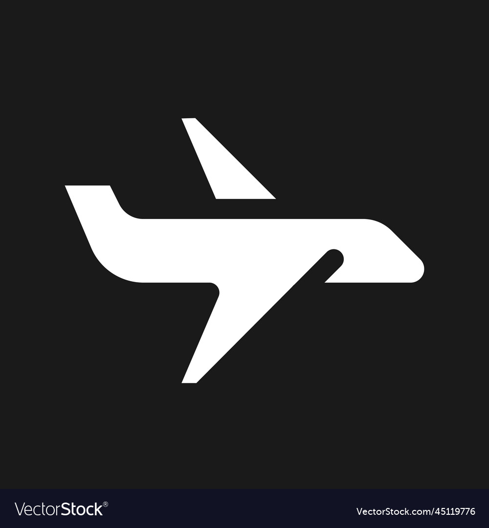 Airliner dark mode glyph ui icon vector image Airliner dark mode glyph ui icon