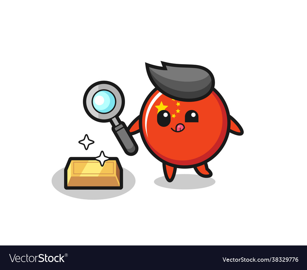 China flag badge character is checking Vector Image China flag badge character is checking