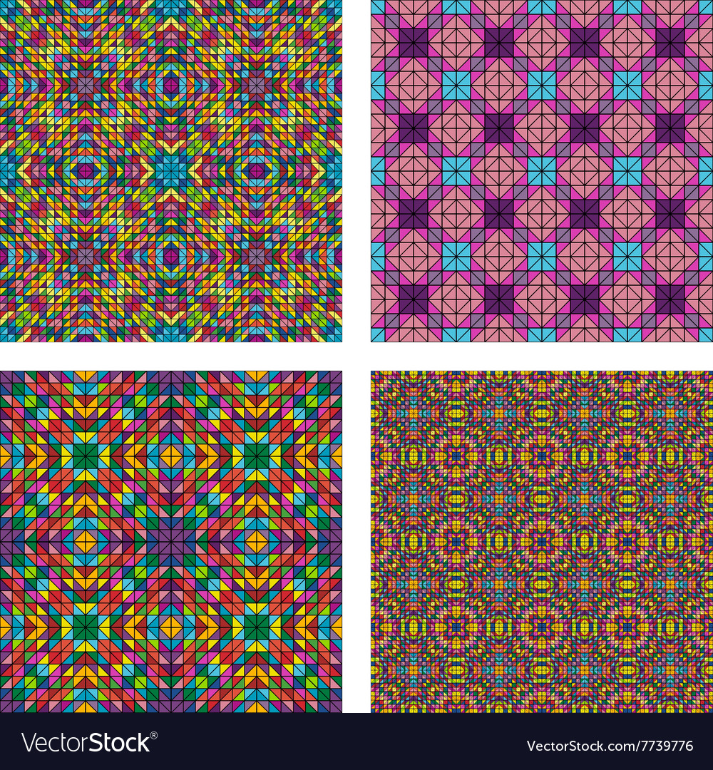 Colorful seamless mosaic pattern background set