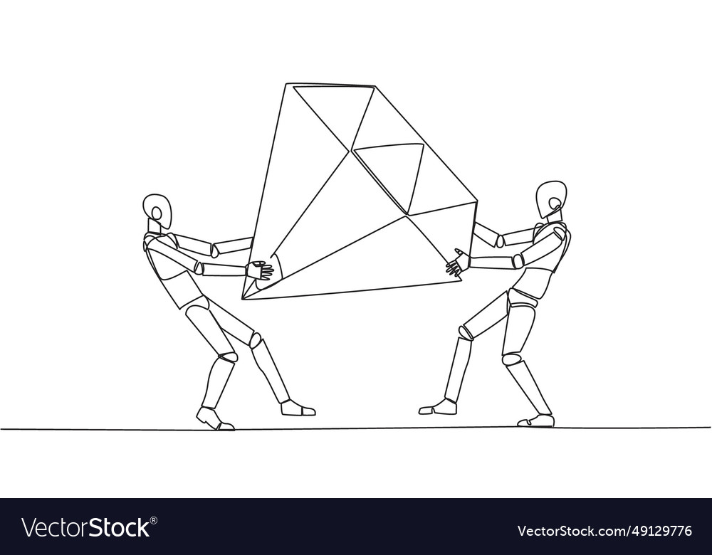 Continuous one line drawing two selfish robot
