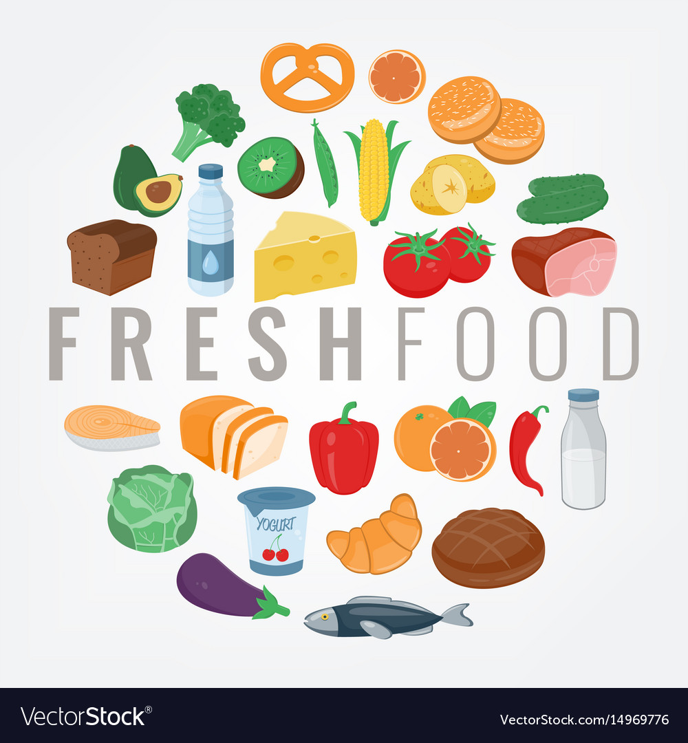 Food and drink fruits and vegetables healthy Vector Image