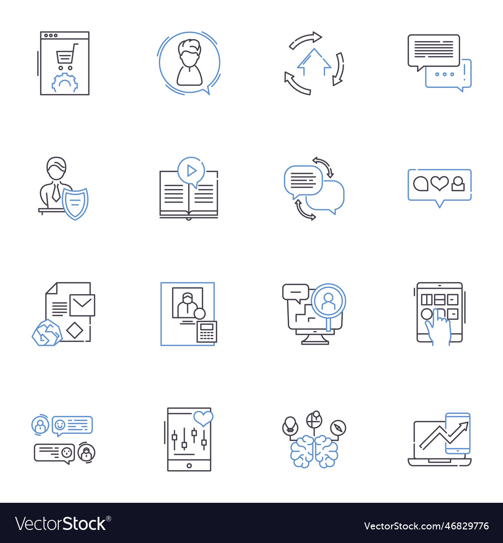 Influencer marketing line icons collection