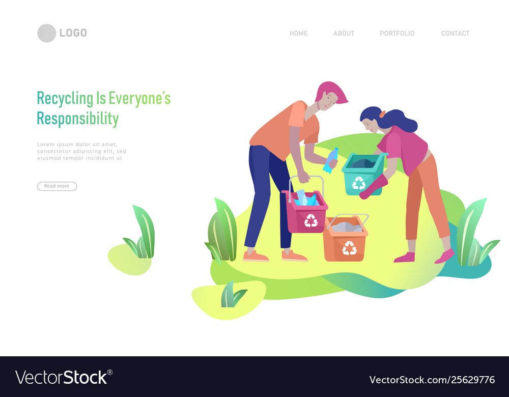 Landing page template with people recycle sort