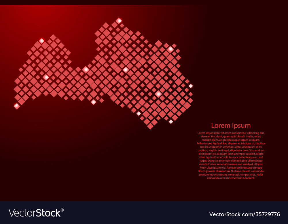 Latvia map from red pattern rhombuses vector image Latvia map from red pattern rhombuses