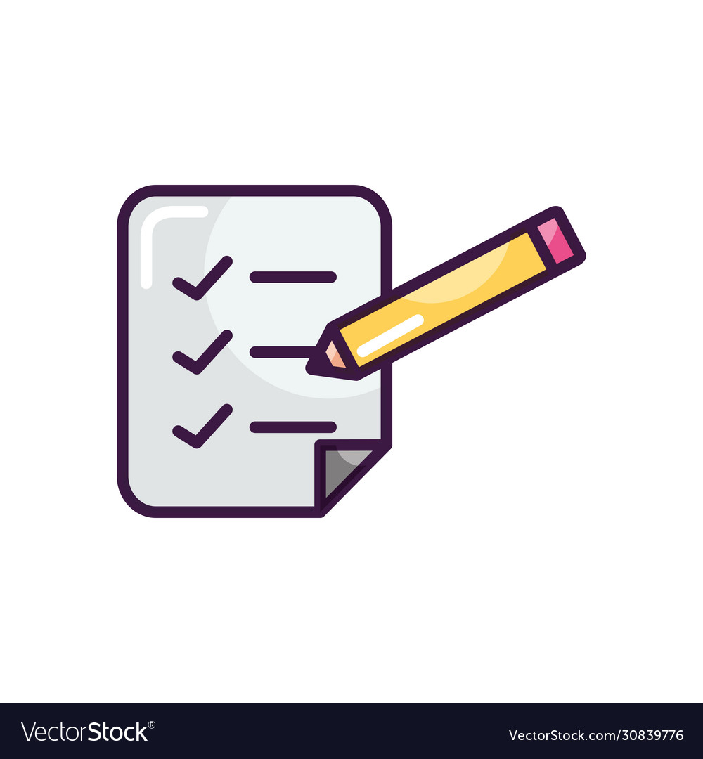 Pencil and checklist icon line block style
