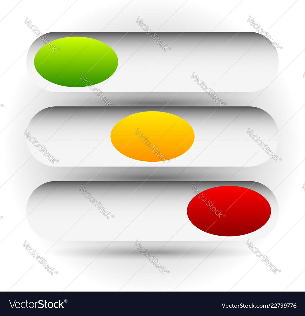 Power buttons switches with 3 states simple ui vector image Power buttons switches with 3 states simple ui