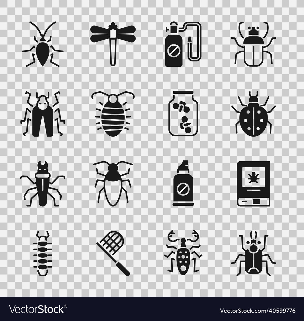 Set beetle bug book about insect mite pressure Vector Image