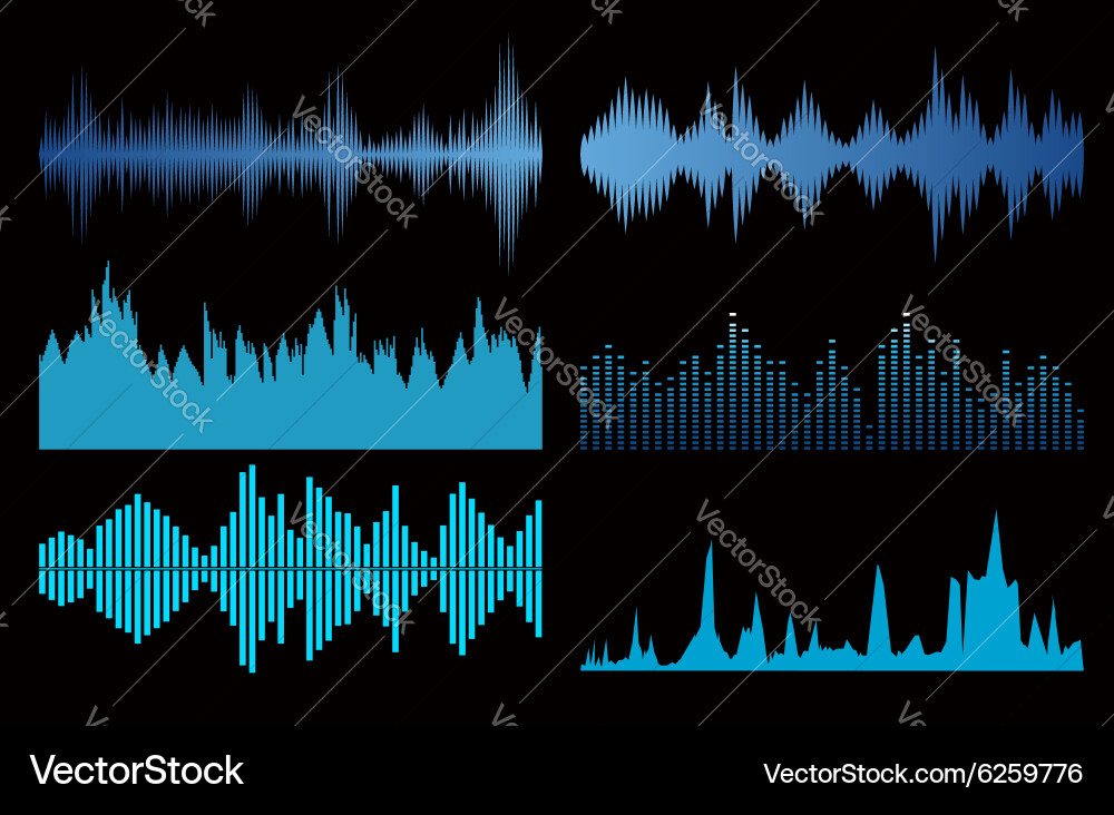 Sound waves set Royalty Free Vector Image - VectorStock