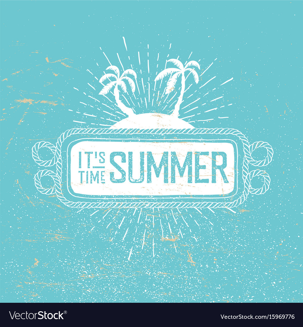 Summer time retro postcard rope frame palms Vector Image