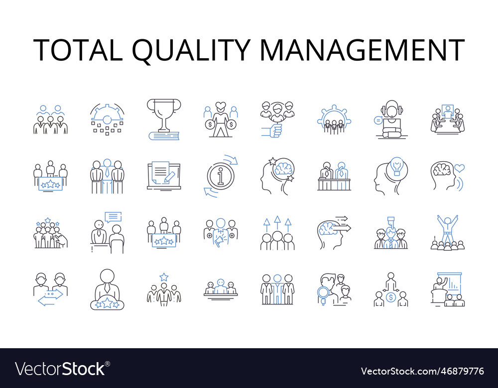 Total quality management line icons collection