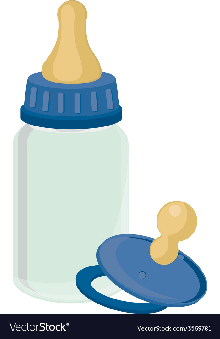 Download Blue baby bottle and nipple Royalty Free Vector Image